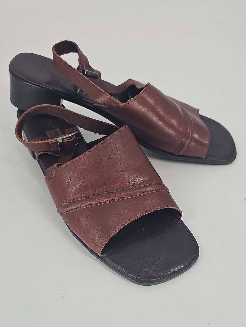 Brown Leather Slingback Sandals